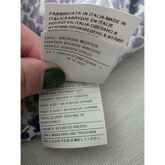 United colors of bennetton Peasant Women's Blouse Top Tie Neck Size Large NEW - Picture 12 of 14